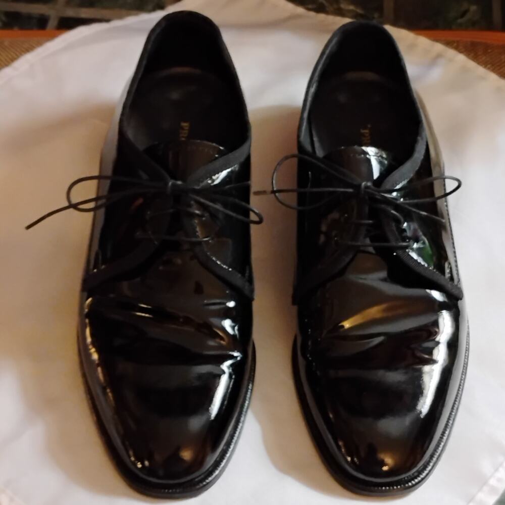 Pronto Uomo Black Patent Leather Dress Shoes Mens 9M Formal Prom Oxford Shoes